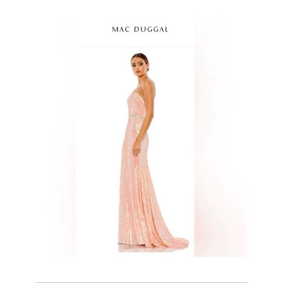 Ieena Mac Duggal Size 12 Strapless Sequin Formal Gown Coral Pink Sparkle NWT - Picture 4 of 16